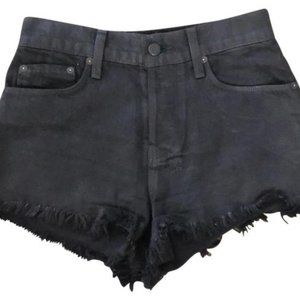 Coated denim shorts